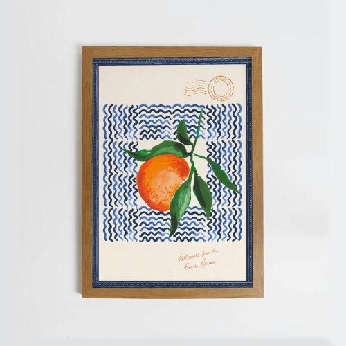 Joules Postcard from the French Riviera 50 X 70 Wood Frame | Blue