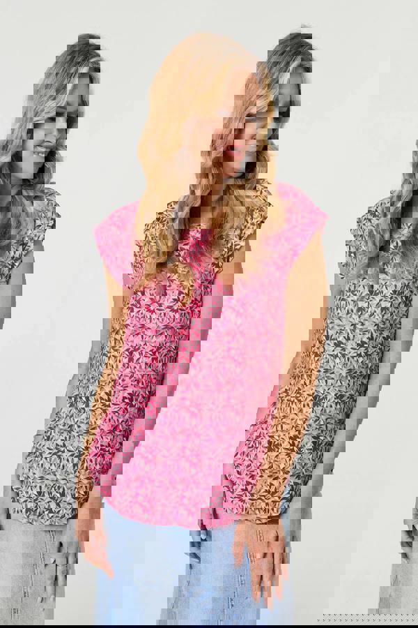 Pink | Floral Cap Sleeve Slim Top
