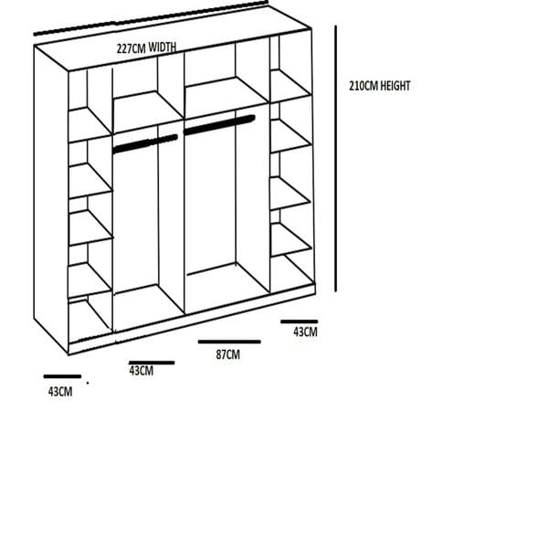 TJ's Furniture Lotto  White 4 Door 227cm Wardrobe