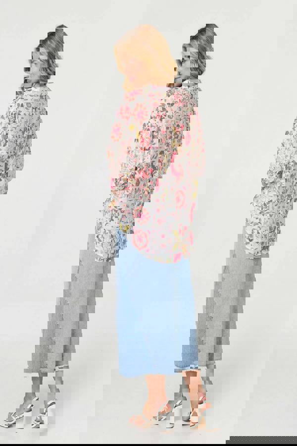 Pink | Floral 1/2 Sleeve Relaxed Blouse