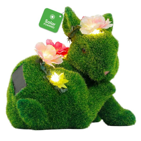 Gardenwize Solar Floral Topiary Rabbit Garden Ornament with Multiple Lights
