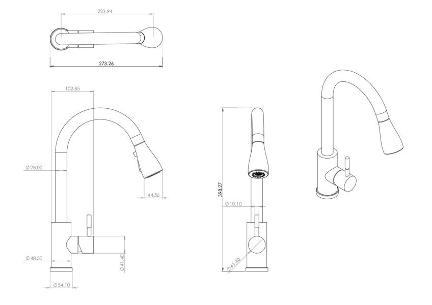 Flode Runda | Kitchen Sink Mixer with Pull out Spray | Chrome | Round Head