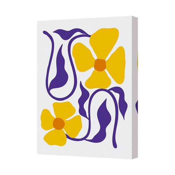 Benjamin Tate Design Contemporary Floral Canvas Art Print With Deep Wooden Frame UK Handmade