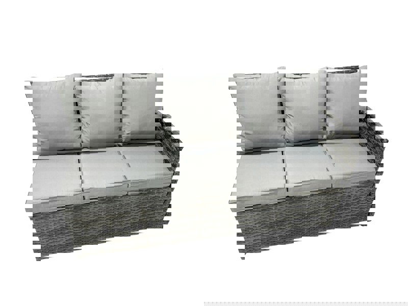 Fimous 9 Seat Poly Rattan Outdoor Patio Oblong Coffee Table Corner Sofa Set with Big Stool 2 Chairs for Garden Backyard Dark Grey Mixed