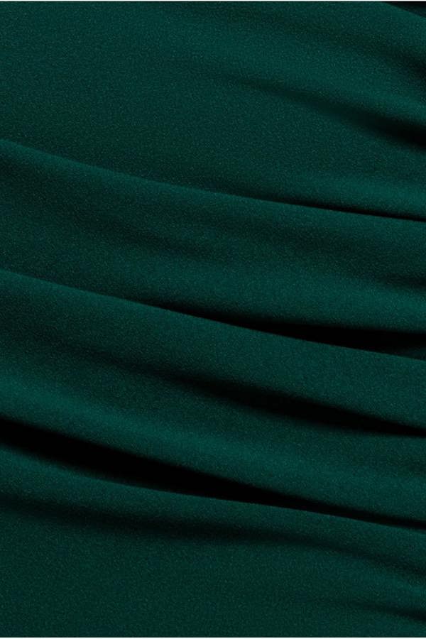 Pleated One Shoulder Bardot Fit And Flare Maxi Dress - Emerald Green DR4909