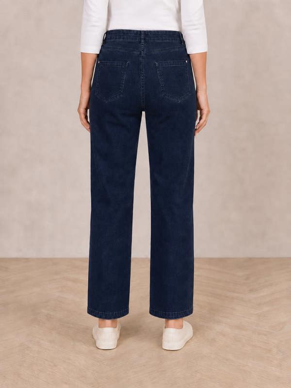 PennyPlain 5 Pocket Wide Leg Denim - Denim Wash Short