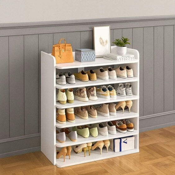 Neo White 6 Tier Wooden Shoe Rack