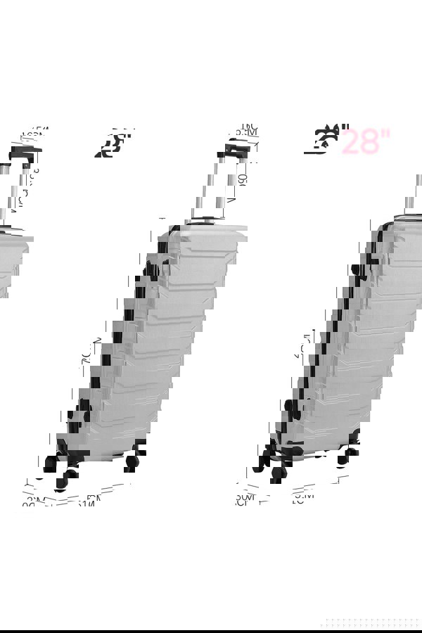 Living and Home Rolling Hardshell Luggage Travel Suitcase, 28" Grey