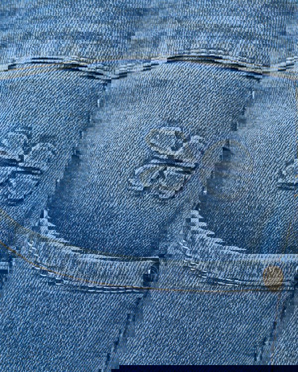 Crosshatch Tonwin Embossed Denim Shorts Mid Wash