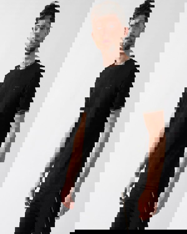 BOSS Green Taul Mens Stretch-Cotton T-Shirt with Stripes and Logo