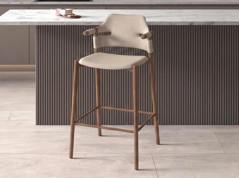 Angel Cerdá Stool in sand-coloured regenerated leather 4253