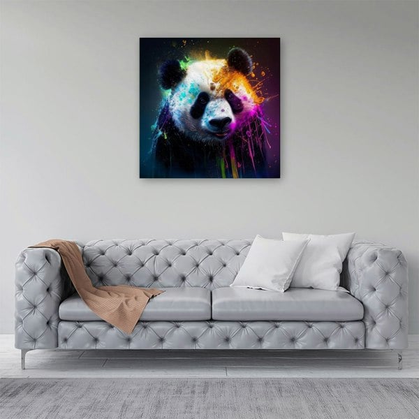 Warren Reed Panda Face Splashart Colourful Canvas