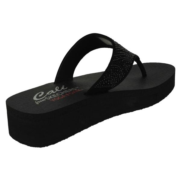 Skechers Ladies Skechers Toe Post Platform Wedge Sandals Stone Candy 31614