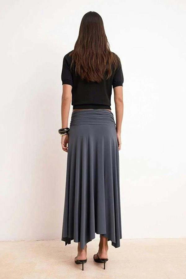 WOVCOR Waist Detail Slit Stretch Knit Maxi Skirt