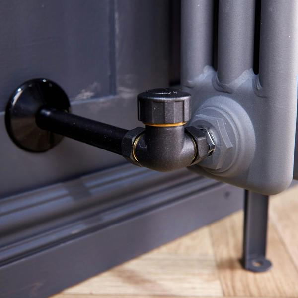 Flode Corner Round Thermostatic Radiator Valve Pack | Anthracite