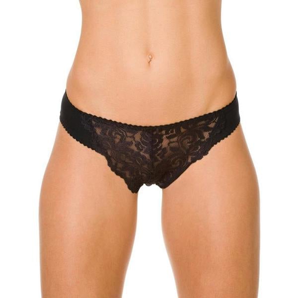 Womens Three Pack Black Floral Lace Midi Briefs