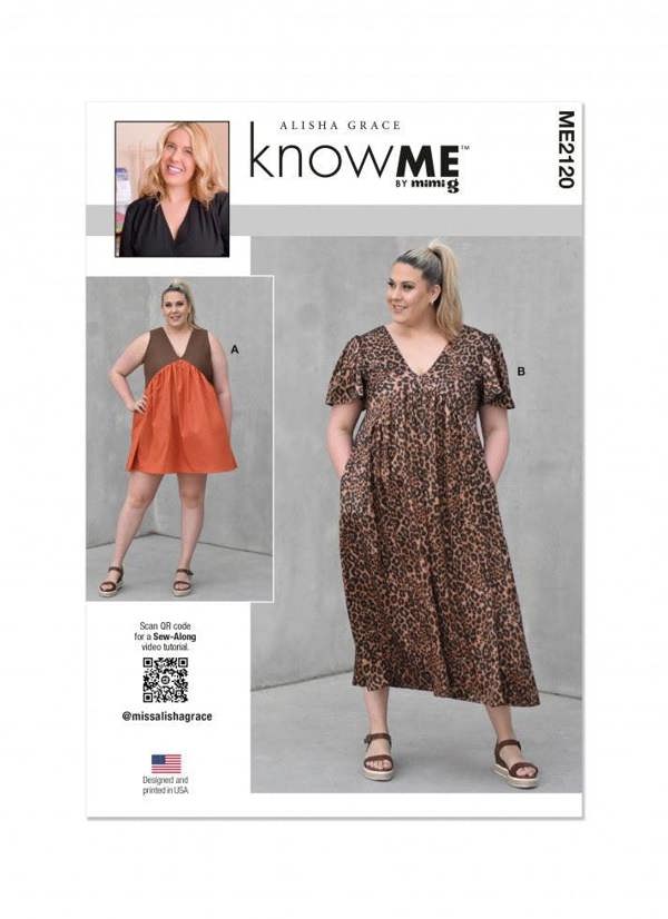 Know Me Sewing Pattern 2120, Dresses for Women, K5 (8-10-12-14-16) - Easy