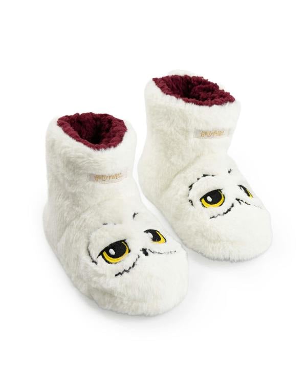 Harry Potter Girls White Hedwig Slipper Boots