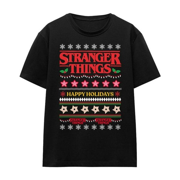 Stranger Things Womens Demogorgon Christmas Jumper T-Shirt - Black