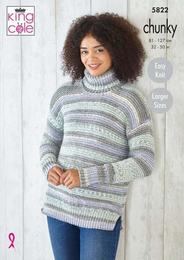 King Cole Drifter Chunky Knitting Pattern 5822, Cardigans, Sweaters for Women, 32 - 50 Inches