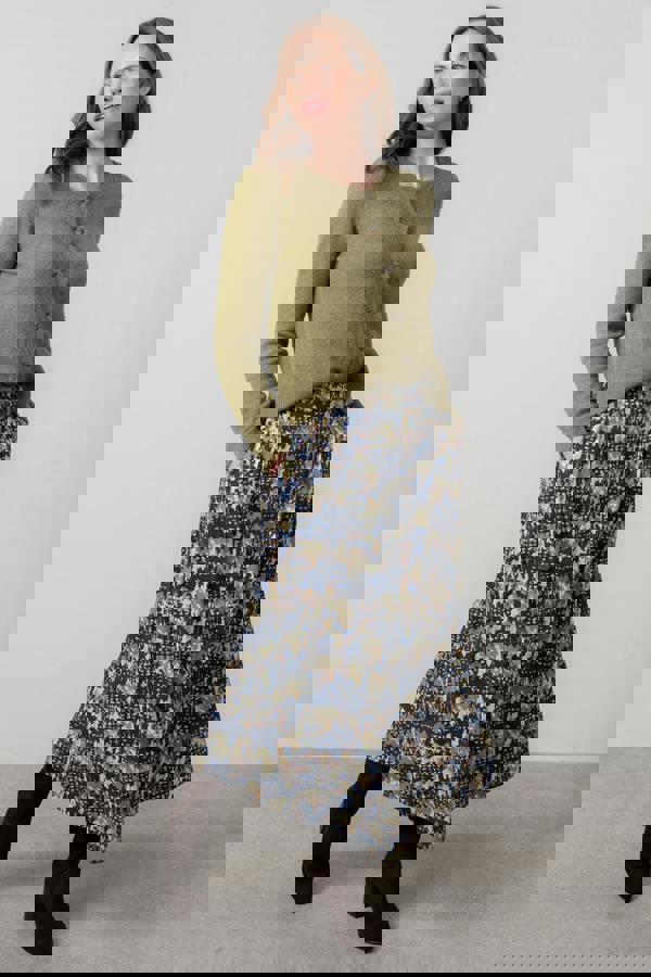 Lily & Me Alice Geometric Print Maxi Skirt Navy