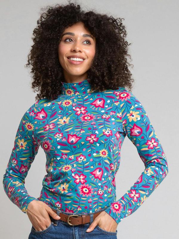 Kite Womens Organic Folksy Bloom Bagber Turtle Neck Jersey Top