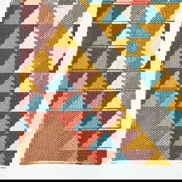 HOMESCAPES Oslo Orange, Brown and Yellow Multi Coloured 100% Cotton Diamond Pattern Rug