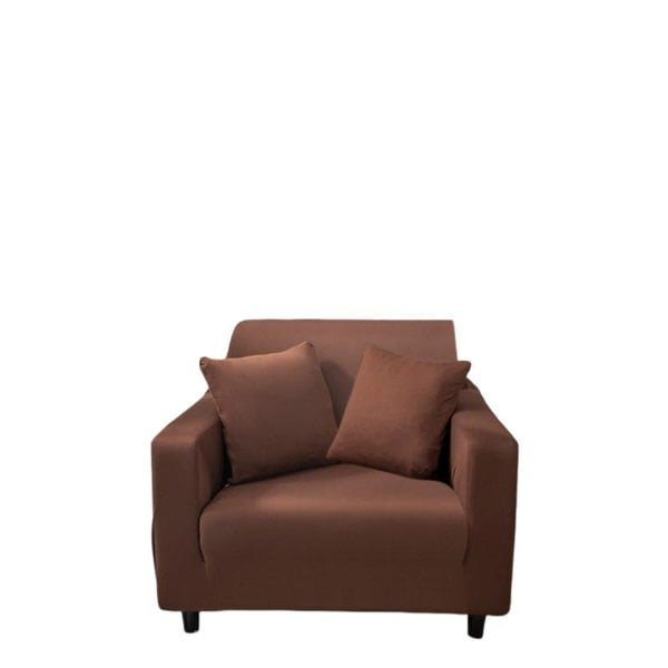 Anyhouz Anyseat 1 Seater Sofa Cover Plain Light Coffee Style and Protection For Living Room Sofa Chair Elastic Stretchable Slipcover