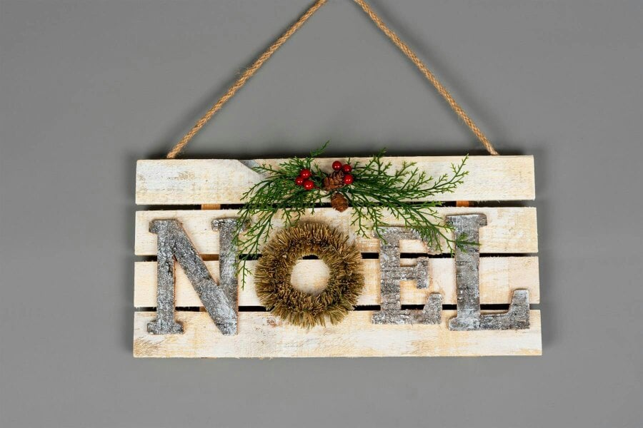 Shatchi 20x40cm Wooden NOEL Letters Sign for Christmas Wall, Door or Mantel Display