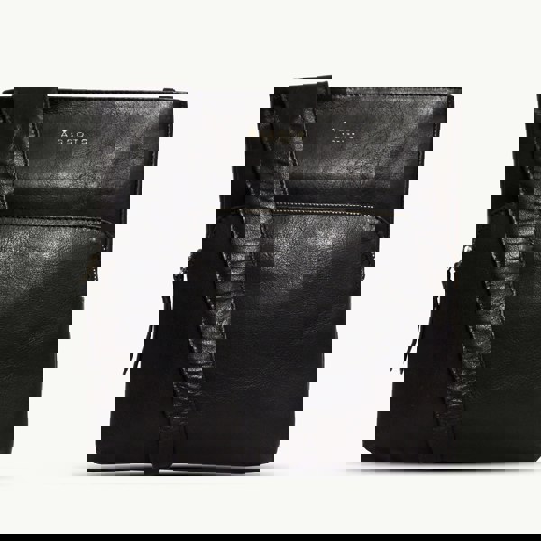 Assots London 'CANARY' Black Vintage Leather Crossbody bag