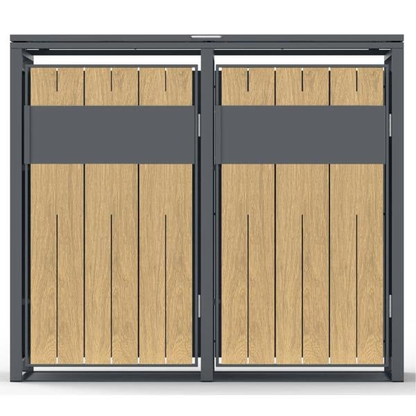 Phoenix Safe Phoenix GB2200AW Outdoor Double Wheelie Bin Store for 2 x 240L Bins in Oak Effect