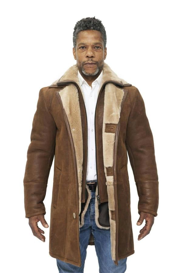 Infinity Leather Mens Warm Shearling Sheepskin Leather Coat-Ilford