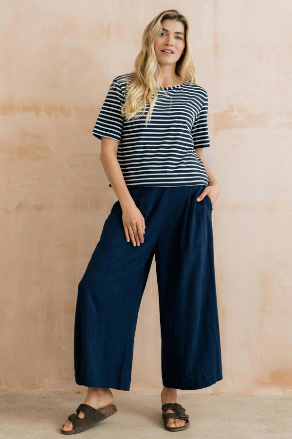 Lily & Me Kite Boxy Stripe T-Shirt Navy