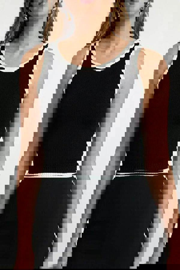 WOVCOR 2-Piece Color Block Knit Blouse-Cardigan Set