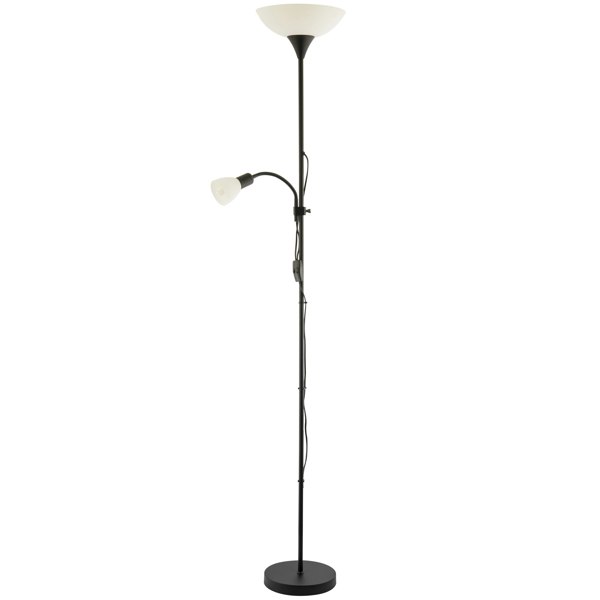 Black Mother and Child Floor Lamp with Adjustable Reading Light and Switches Image 1