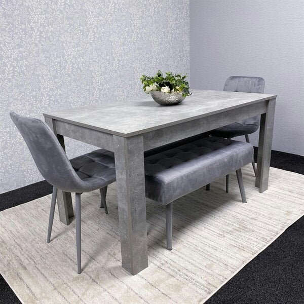 Kosy Koala Grey Wooden Dining Table Set with 2 Grey Chairs and Benches - Dining Kitchen Room Furniture