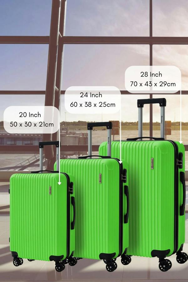 Groundlevel Cosmic Hard Shell 3 Piece Suitcase Luggage Set - Green