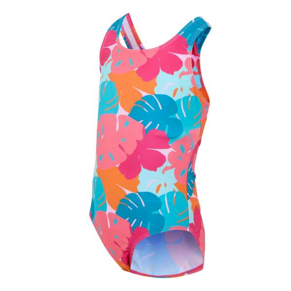 Regatta Girls Katrisse Tropical Leaves One Piece Swimsuit - Multicoloured - 