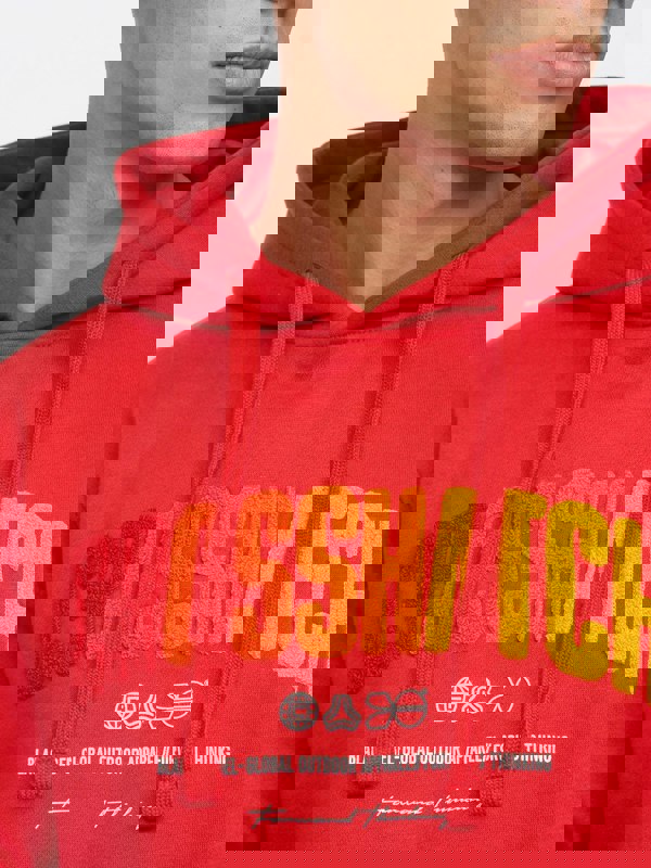 Crosshatch Flocked Hoodie Red
