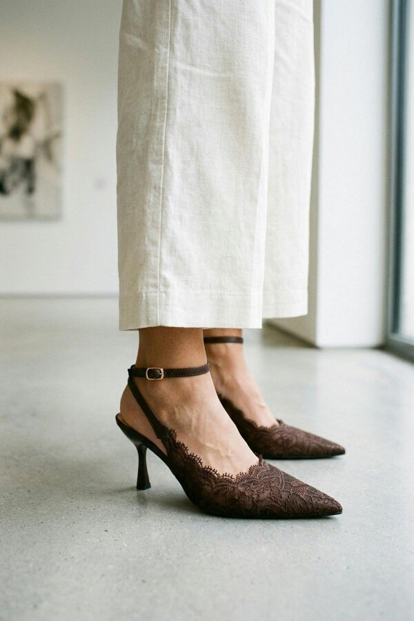 ikrush Odette Floral Lace Pointed Toe Heels