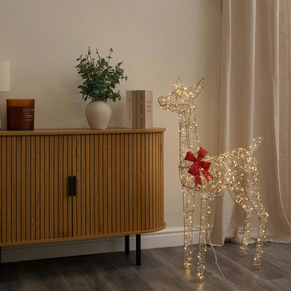 Samuel Alexander 1.1m Gold Elegance Twist Light Up Christmas Doe with 300 Warm White LEDs