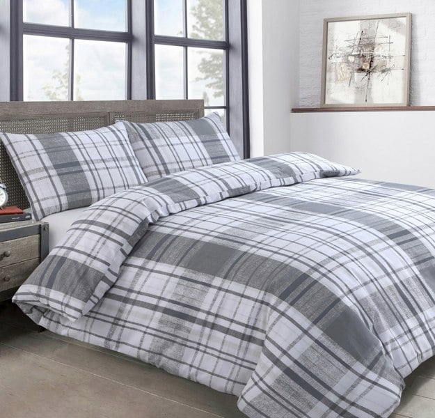 Velosso Chic Striped Design Reversible Duvet Cover Set, Cotton Blend Twin Pack Bedding