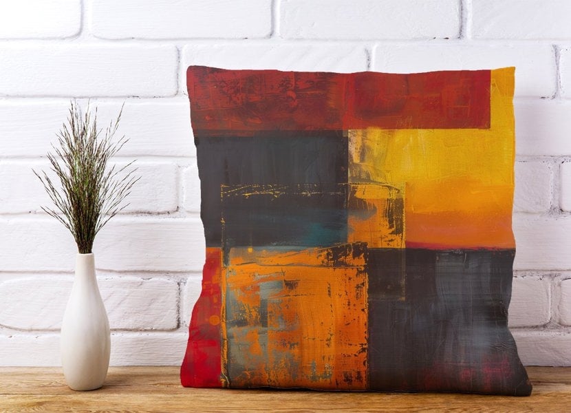 Warren Reed Golden Blocks Of Abstract Cushions