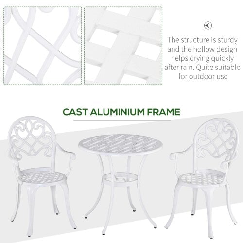 Wyld Haus Safa 3 Piece Elegant Aluminium Garden Bistro Set In White