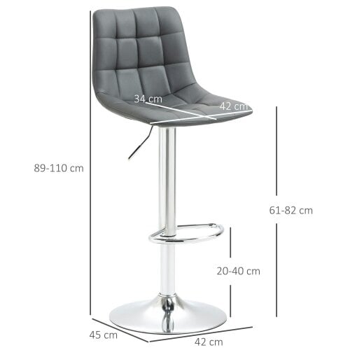 Wyld Haus Vivivi Set Of 2 Grey Tufted Faux Leather Swivel Bar Stools With Back Support