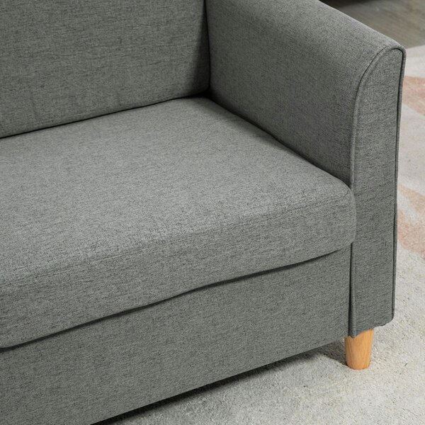 Wyld Haus Loveka Fabric Grey Compact 2 Seater Sofa With Wooden Legs And Armrests