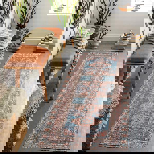 Livabliss Colin-Washable Brown Grey Blue Traditionnal Vintage Boho Rug