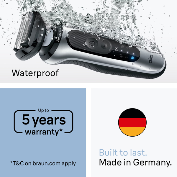 Braun Series 6 62-S7650CC Electric Shaver, SmartCare Center, +2 Attachments- Silver