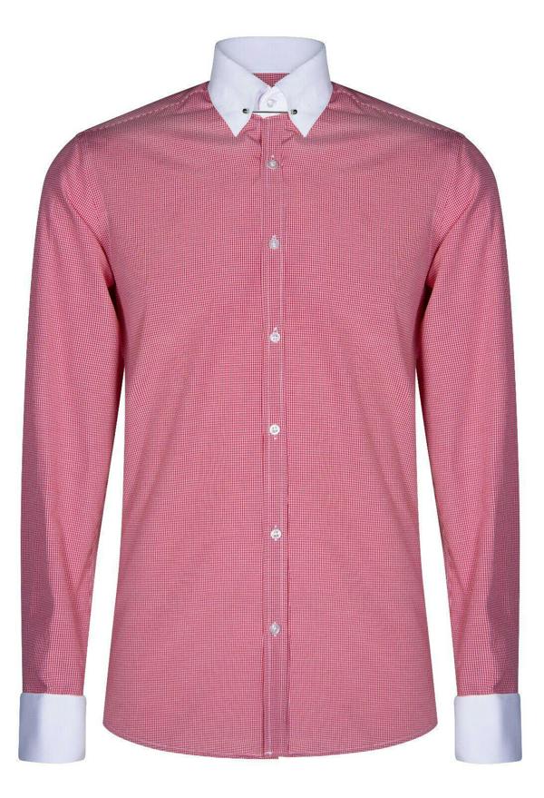 TruClothing Mens Club Collar Red Shirt 1920s Peaky Blinders With Bar Poplin Pin Smart Casual