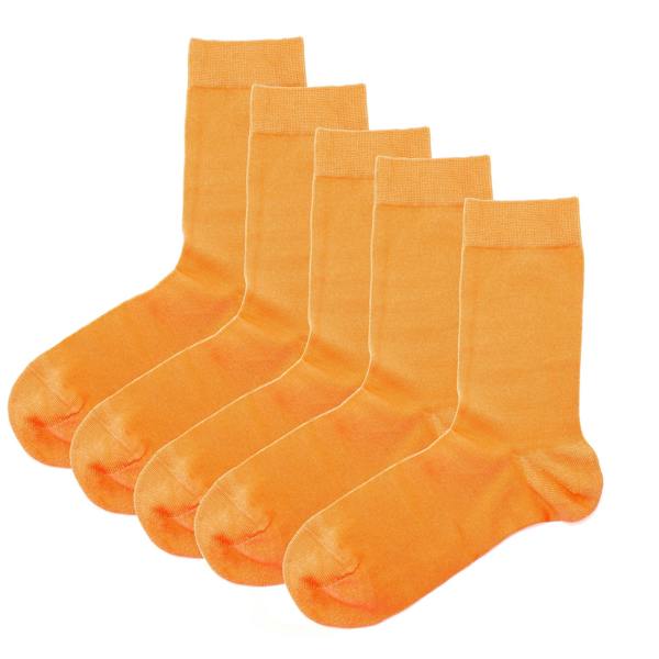 Jemsox Luxury Socks Multipack 3 Pairs / 5-Pairs Orange Plain Colour Men's Crew Socks Size 7-12